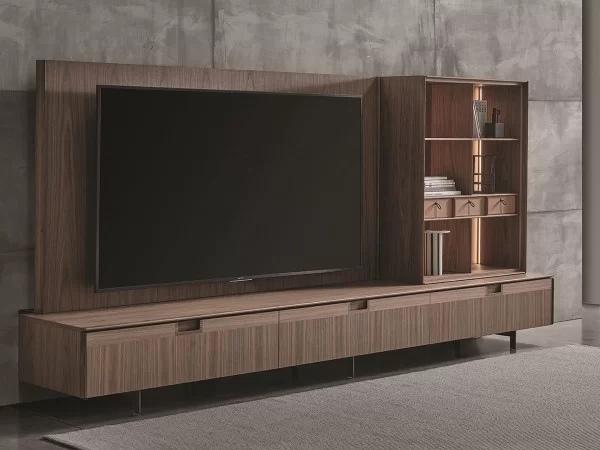 El mueble TV Matics con tapa de madera