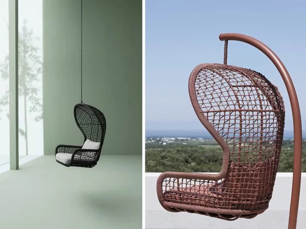 Varaschin suspended armchair Emma in two different color variations