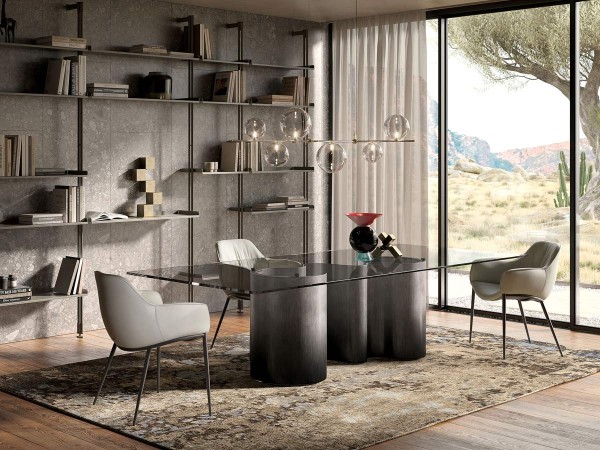 The Papel Glass table by Cattelan Italia in a living area