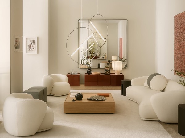 The Vetra sideboard by Meridiani in a living area