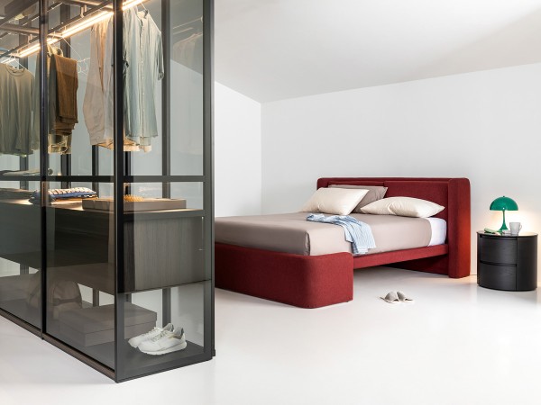 The Dimora bed by Kristalia in a bedroom